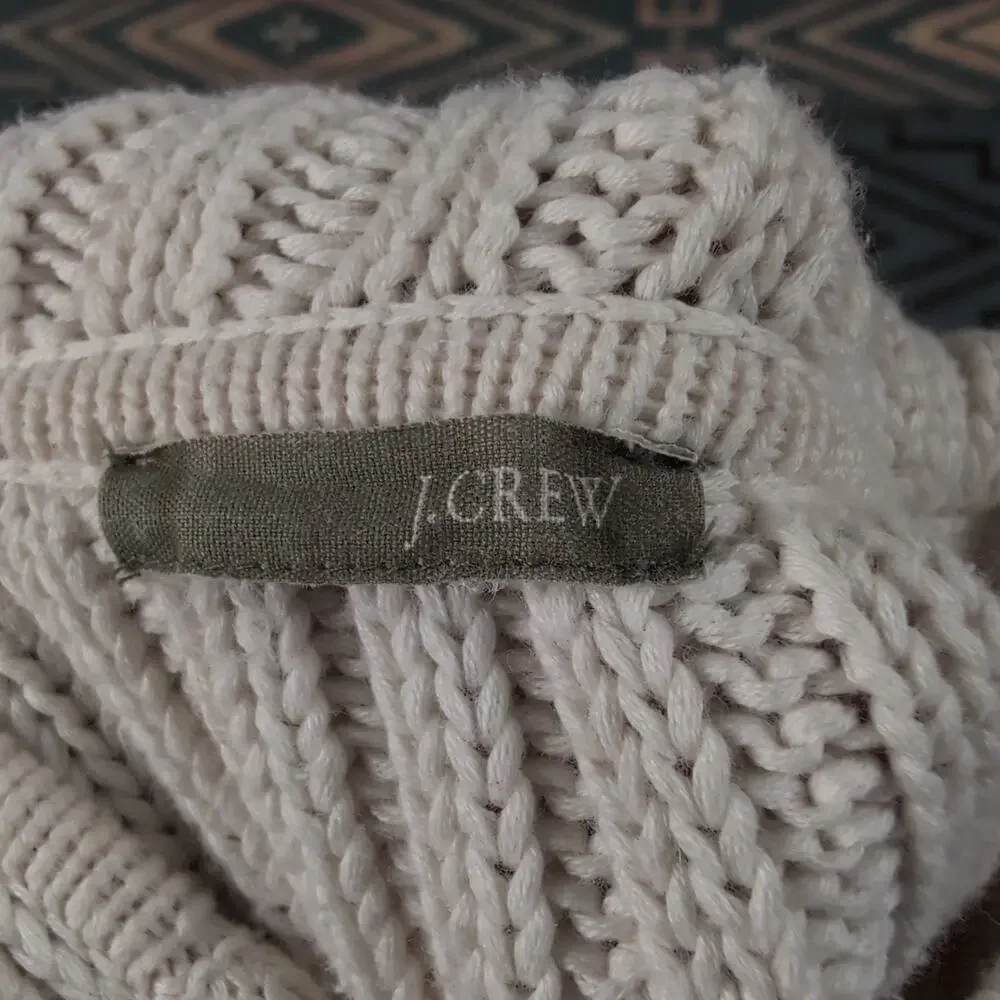 J.Crew Cable Knit Hoodie Sweater Full Zip Cardigan Extra Small Boho Cute